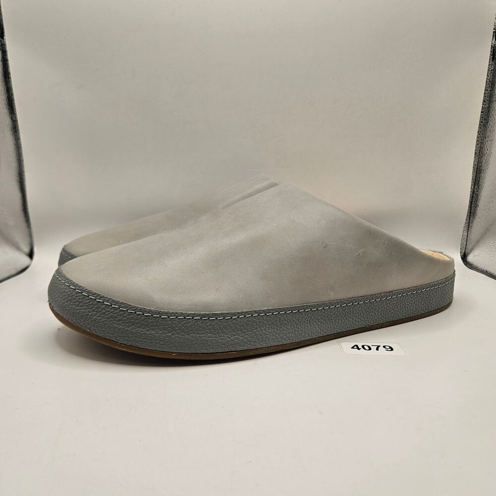 OLUKAI MEN'S 13 HAMANI MULE SLIPPER FULL GRAIN SMOKE STORM GREY SLIPPER NWOB